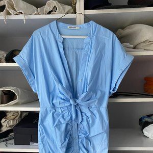 Farrow Blue Ruched Shirt Dress in Small